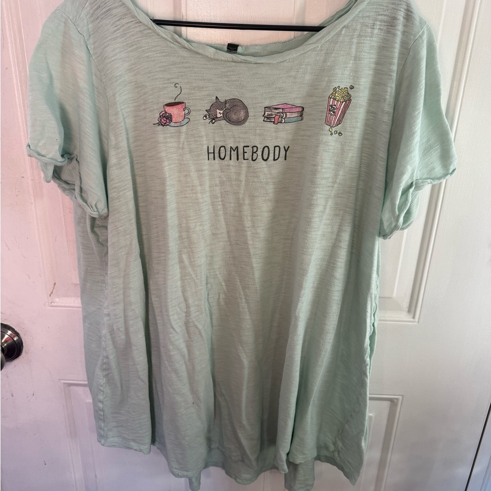 Plus Size Homebody Pajama Shirt- Light Green